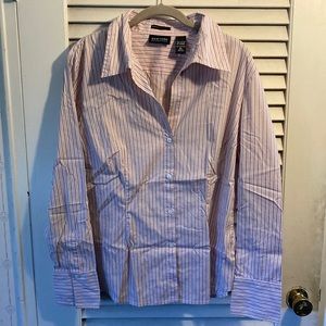 New York and Company, city stretch  - XL long sleeve button down pink w/purple